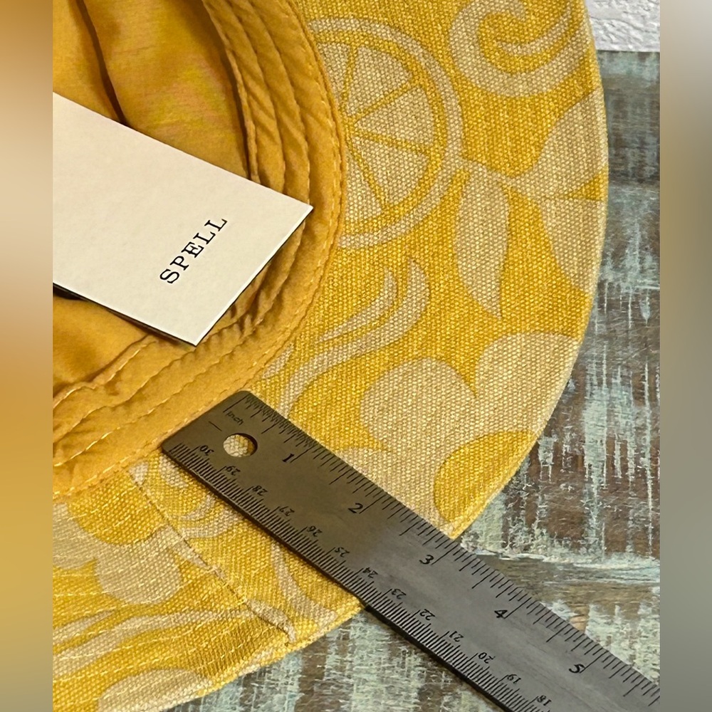 NWT Spell Pomelia Bucket Hat S/M ๐ Mustard Color Lemon Print - Picture 7 of 13
